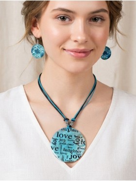 Fashion Letters Print Nacklace and Earrings Set